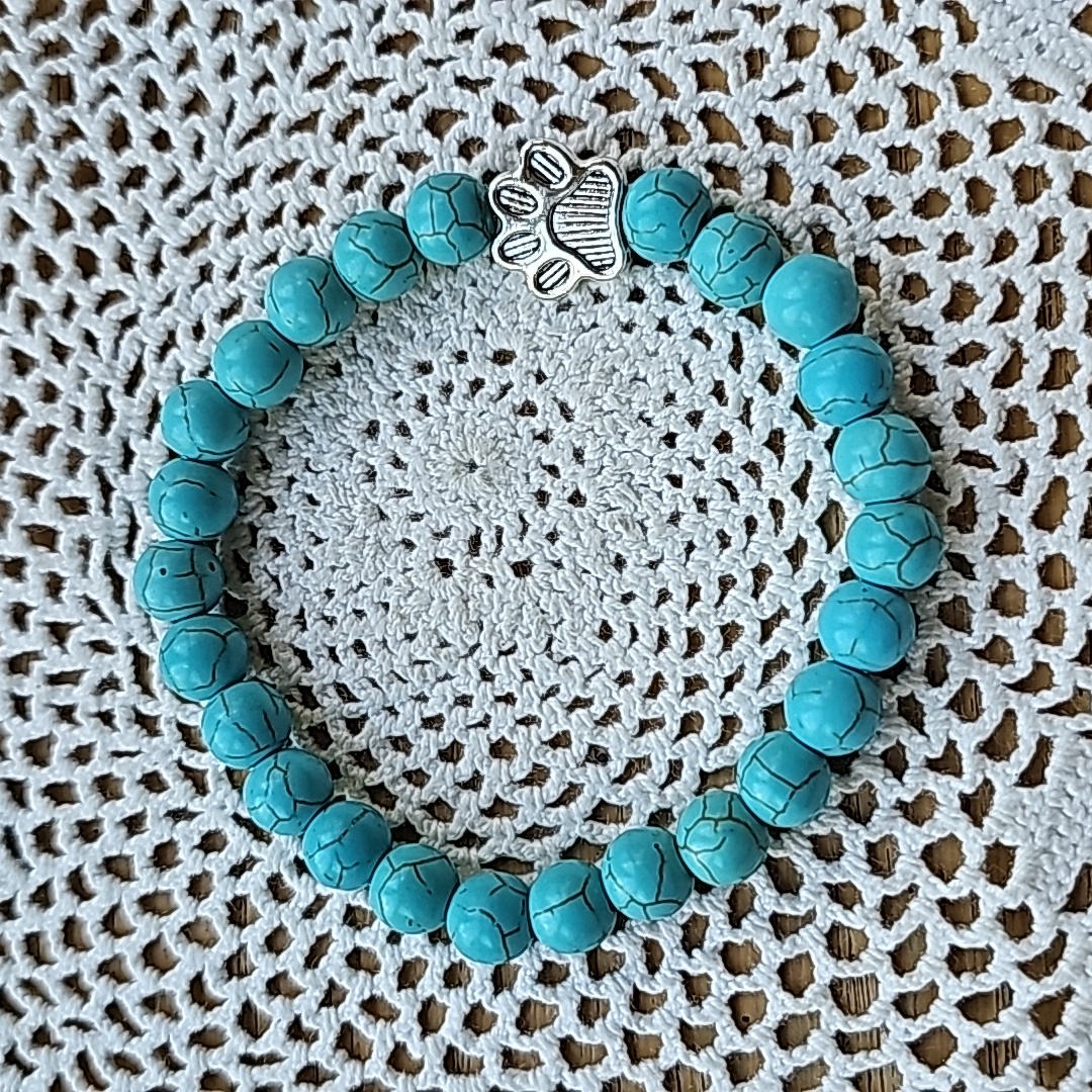 Bracelet Turquoise Color, Dog Paw New